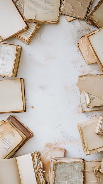 Foto diseño de bordes con libros que rodean el espacio para colocar el texto