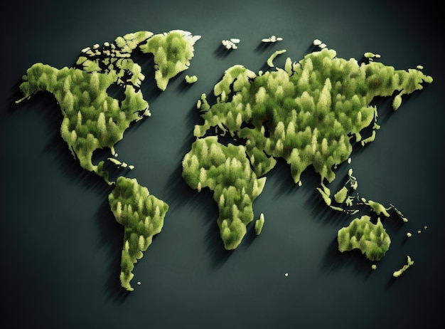 Diseño de bosque verde de mapa mundial de ecología