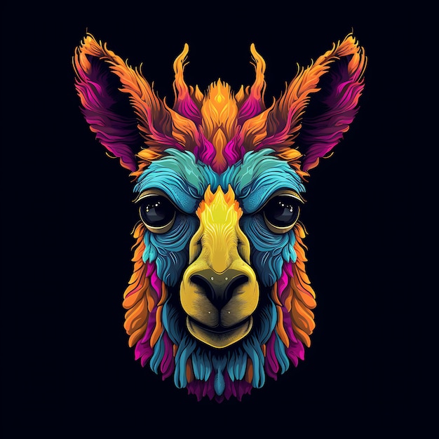 diseño de cabeza de guanaco colorido