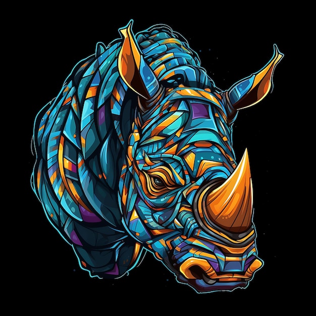 Foto diseño de cabeza de rinoceronte de colorido