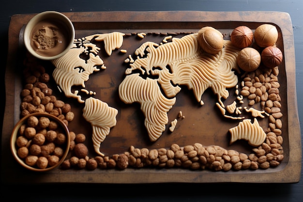 Diseño de café de mapa mundial