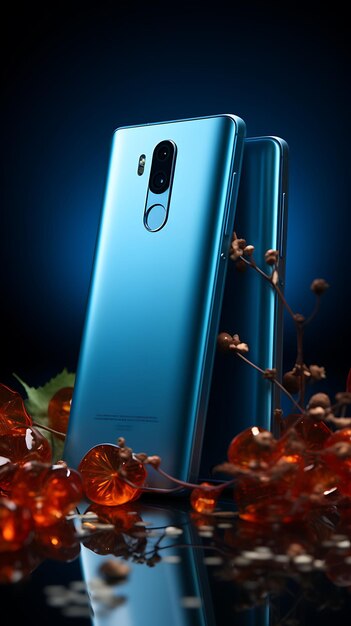 Diseño de la caja de Xiaomi Redmi Note 12 con una paleta azul y dorada diseño web negro cartel flyer art