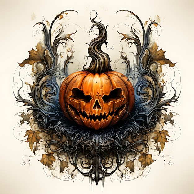 Diseño de calabaza espeluznante con tema místico de Halloween