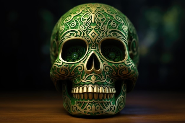 Diseño de calavera verde mexicana.