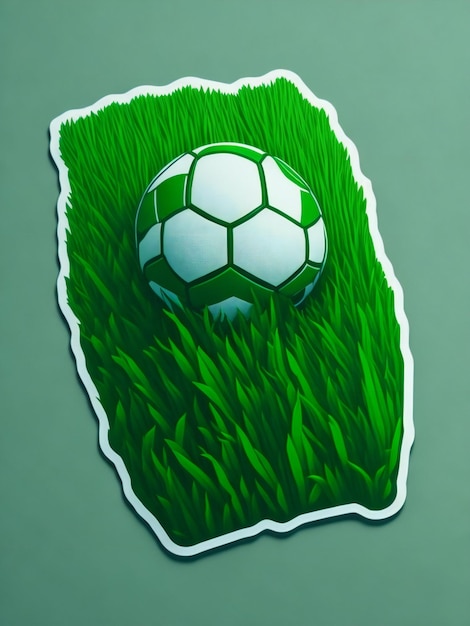 Un diseño de calcomanía dinámico que captura la esencia del fútbol y el césped.