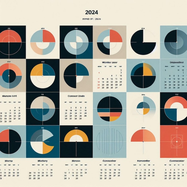 Diseño de calendario vectorial para el año 2024 generado gratuitamente por Ai