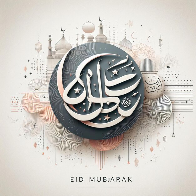 Diseño de caligrafía gris oscuro de Eid Mubarak