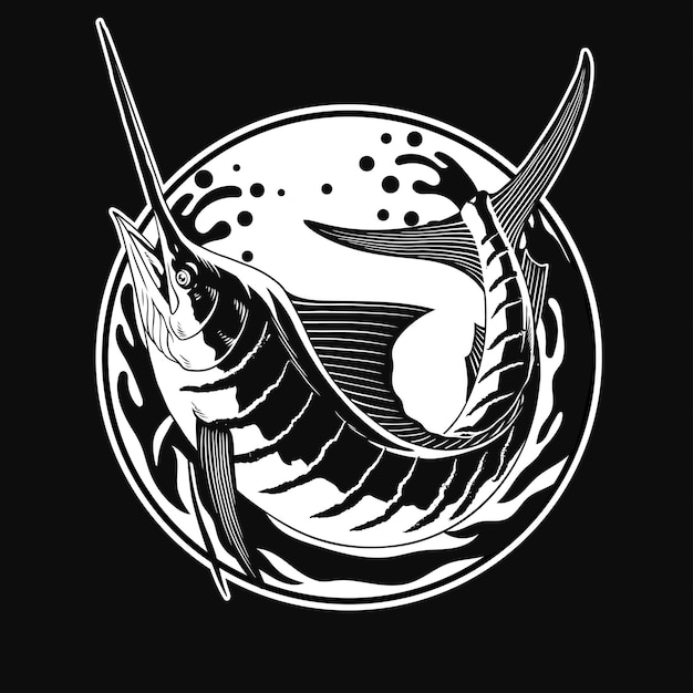 Diseño de camisa de época de la pesca de marlín