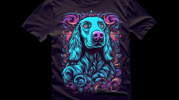 Foto el diseño de la camisa del perro, el estilo del logotipo, el dmt azul psicodélico y la ia generativa.