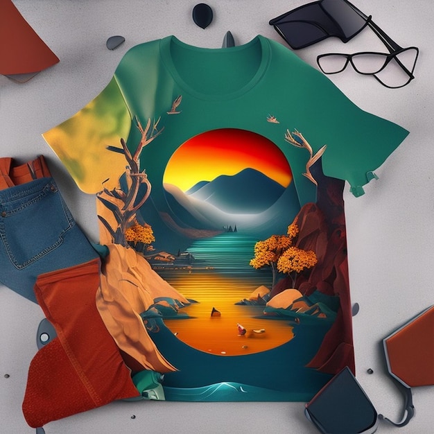 Diseño de camiseta 3D perfecto y realista