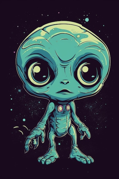 Un diseño de camiseta de un alienígena lindo