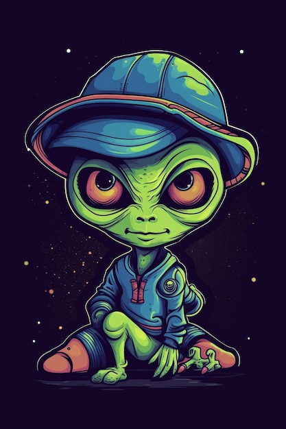 Un diseño de camiseta de un alienígena lindo