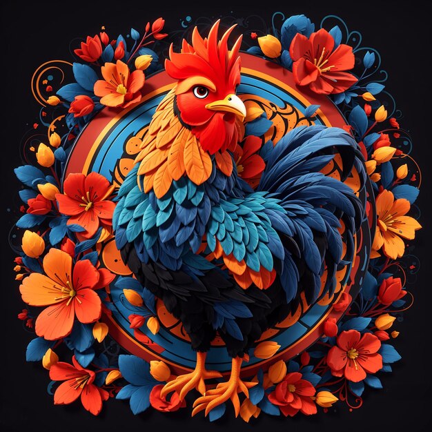 Diseño de camiseta de arte de pollo.