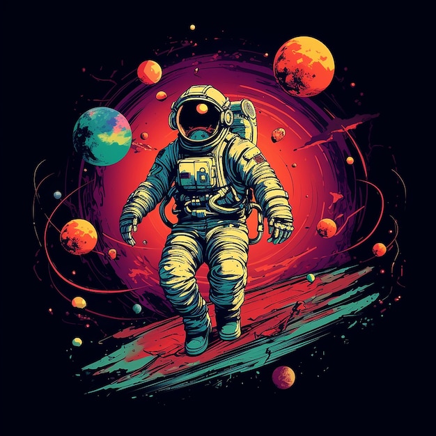 diseño de camiseta de astronauta espacial