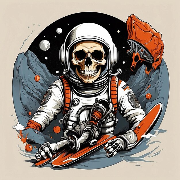 El diseño de la camiseta del astronauta Vector Skull creado con IA