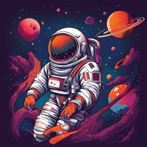 Foto diseño de camiseta de astronauta