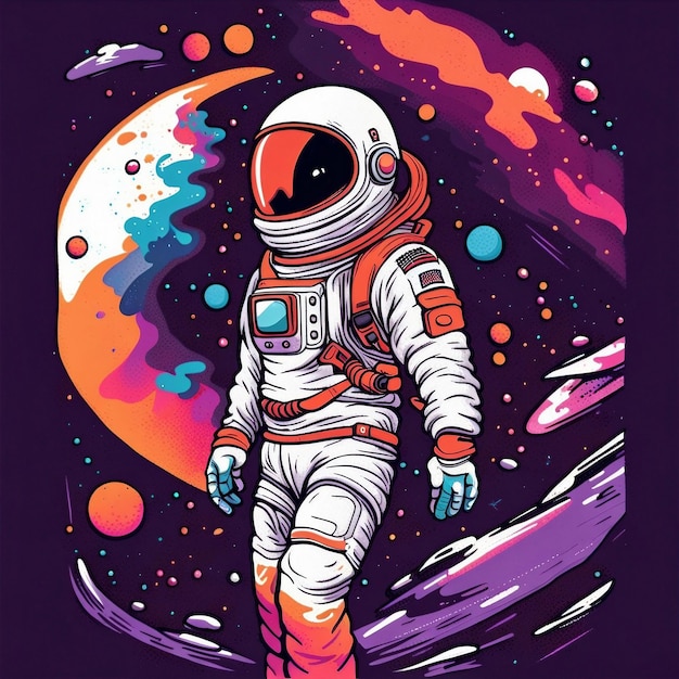 diseño de camiseta de astronauta