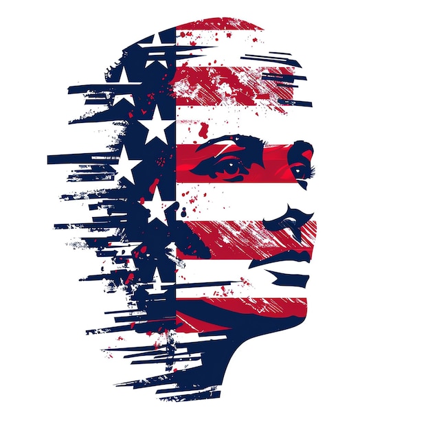 Foto diseño de camiseta de bandera y estrellas estadounidenses para el día del recuerdo