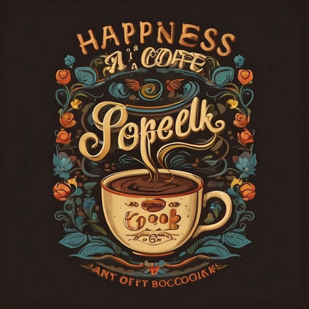 Diseño de camiseta de café con cinta de tipografía para el día internacional del café