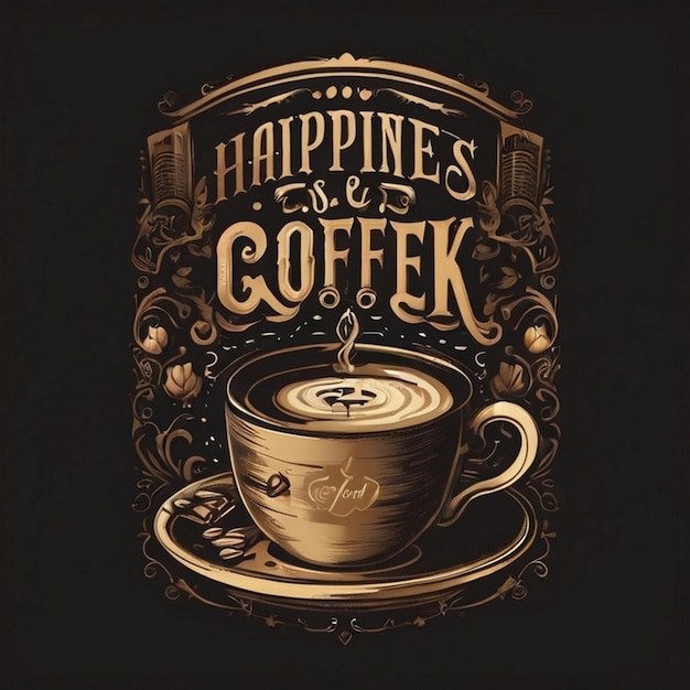 Diseño de camiseta de café con cinta de tipografía para el día internacional del café