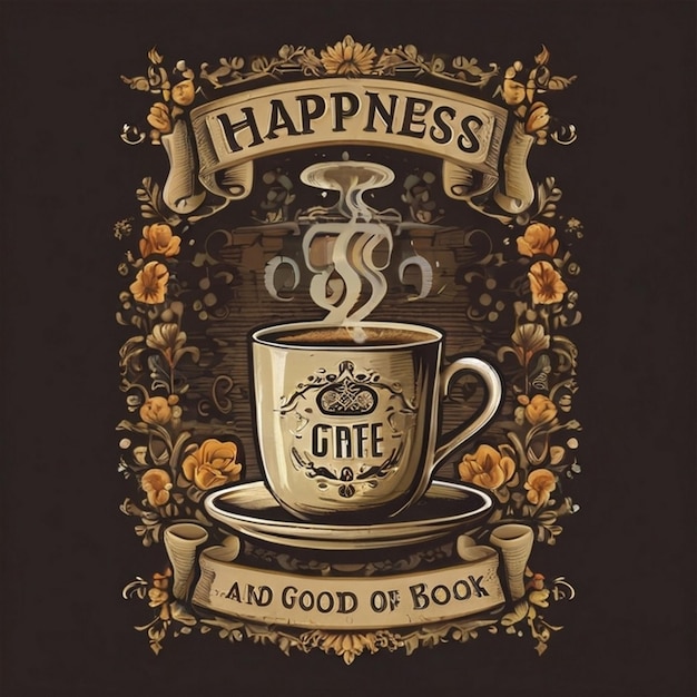 Diseño de camiseta de café con cinta de tipografía para el día internacional del café