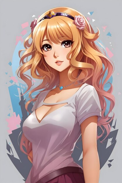 Foto diseño de la camiseta de la chica del anime