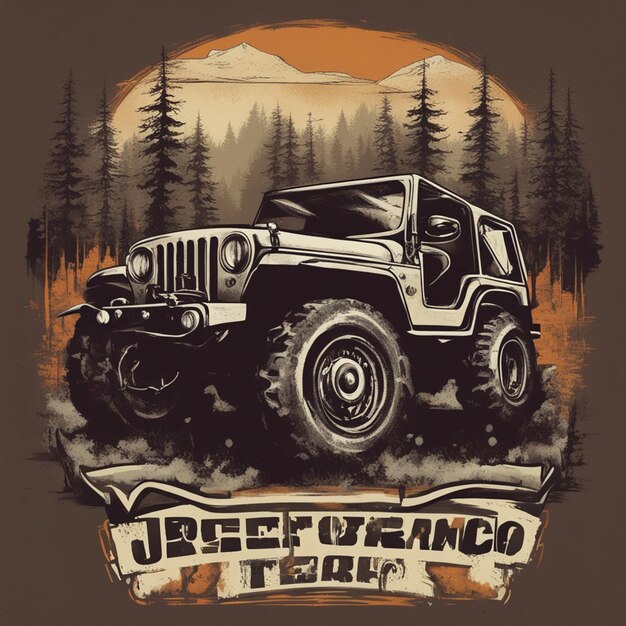 Foto un diseño de camiseta de coche de jeep