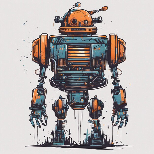 diseño de camiseta de concepto de robot aterrador listo para imprimir