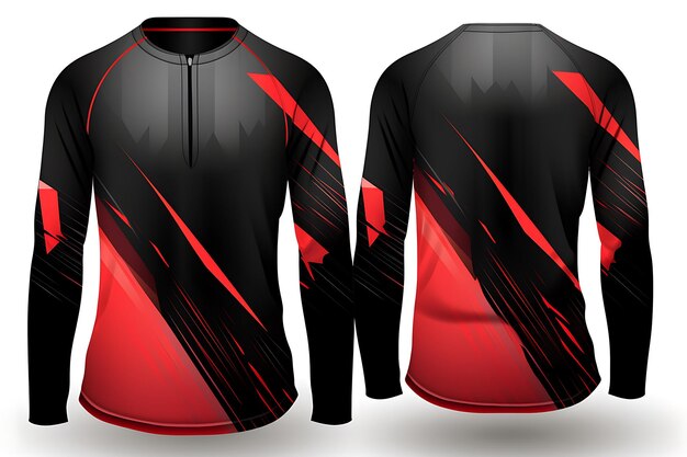 Foto diseño de camiseta deportiva abstracta roja negra para carreras de fútbol