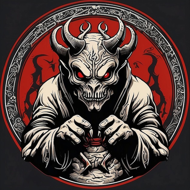 Foto el diseño de la camiseta devil theme vector creado con ia