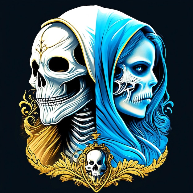 Diseño de camiseta de esqueleto y fantasma.