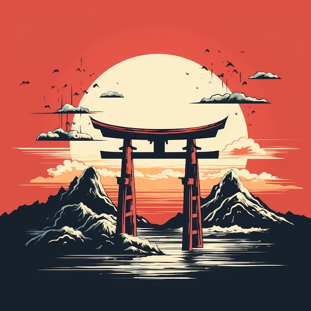 Un diseño de camiseta de estilo japonés de cultura japonesa