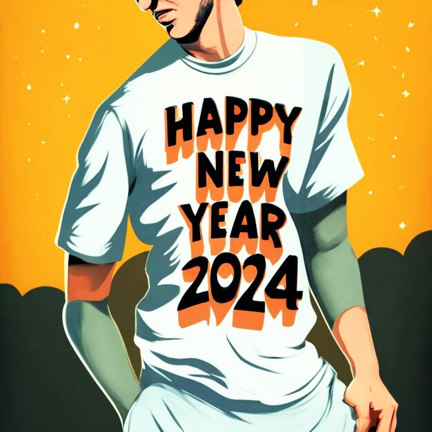 Diseño de camiseta de Feliz Año Nuevo 2024