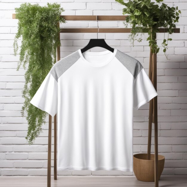 Diseño de camiseta frente de camisa blanca en blanco plantilla simulada aislada para impresión de diseño