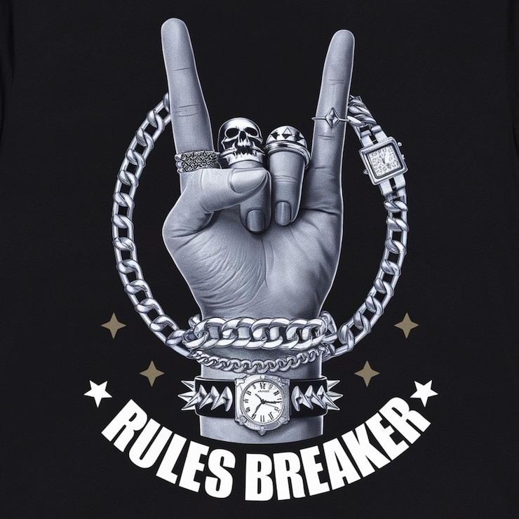 Foto diseño de camiseta de gesto de rockstar