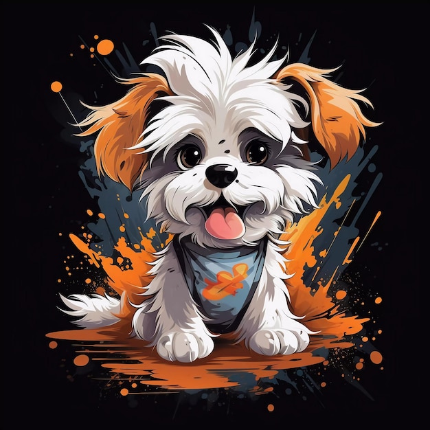 Foto diseño de camiseta gráfica de perro de dibujos animados