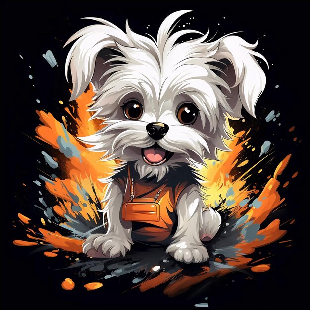 Foto diseño de camiseta gráfica de perro de dibujos animados