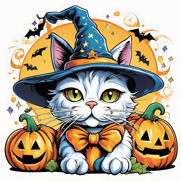 Diseño de la camiseta de Halloween para gatos