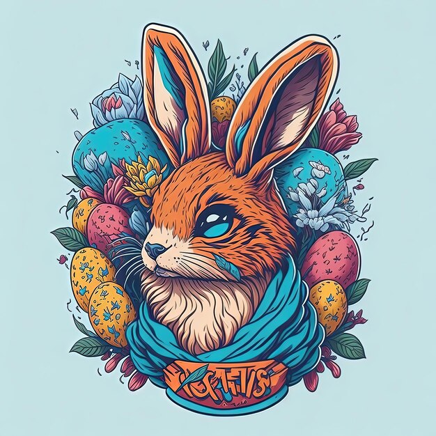 diseño de camiseta ilustración vectorial forma colorida logotipo fantasía fiesta de Pascua
