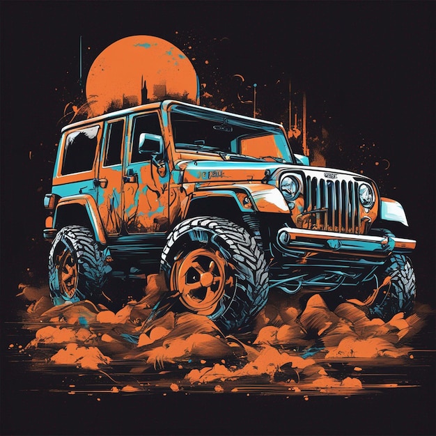 Diseño de camiseta de jeep para fuera de carretera