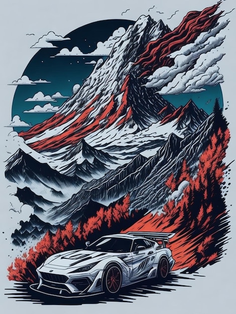 Diseño de camiseta de montaña