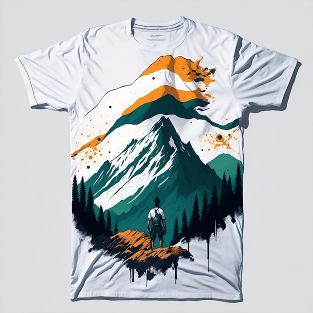 Diseño de camiseta con montañas y bandera nacional de la República de Irlanda