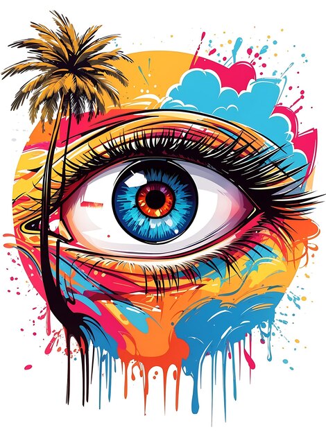 Diseño de camiseta de ojos coloridos