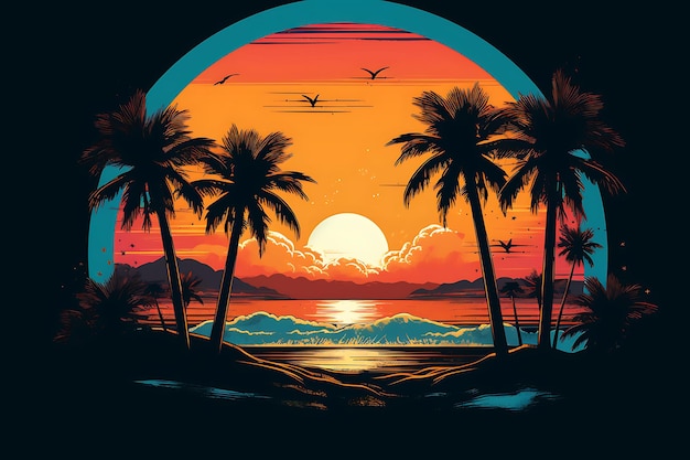 Diseño de la camiseta del paraíso de verano de Los Ángeles, California