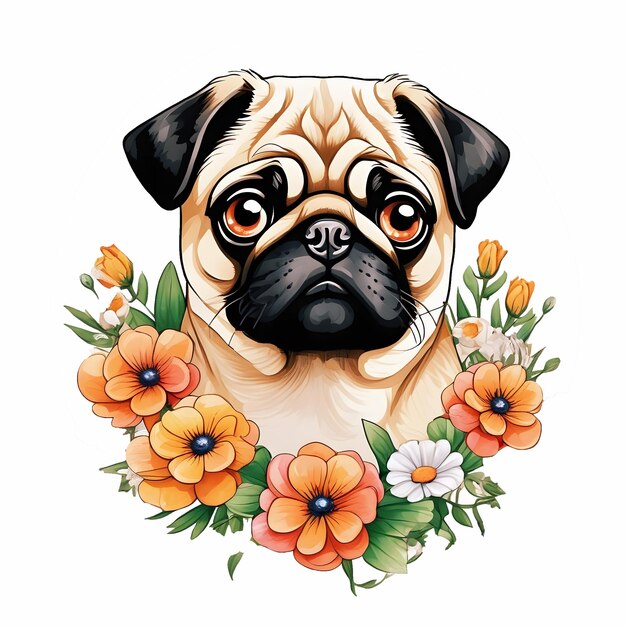 Diseño de camiseta para perros Pug
