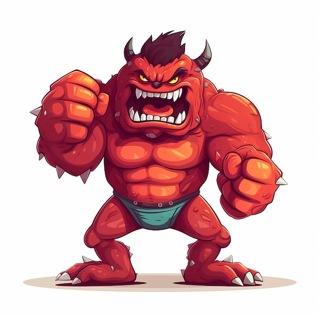 diseño de camiseta personaje monstruo muscular usando puños