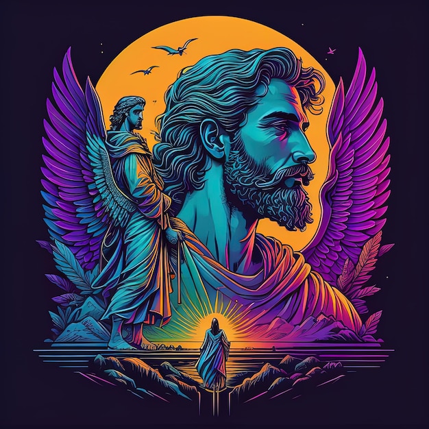 Diseño de camiseta de pintura vectorial de Jesucristo