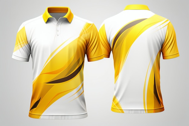 Diseño de la camiseta de polo de línea abstracta amarilla y blanca