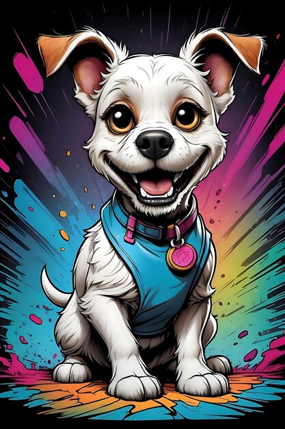 Diseño de camiseta pop art plana de perro terrier de Jason Freeny y Skottie YoungAi Generado