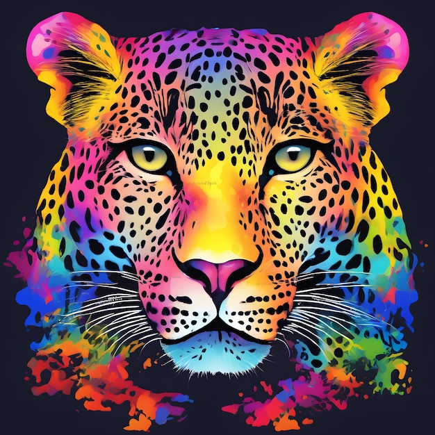 Diseño de camiseta Rainbow Leopard